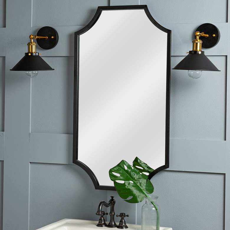 Image 1 Malone Shiny Black 20 inch x 36 1/4 inch Rectangular Wall Mirror