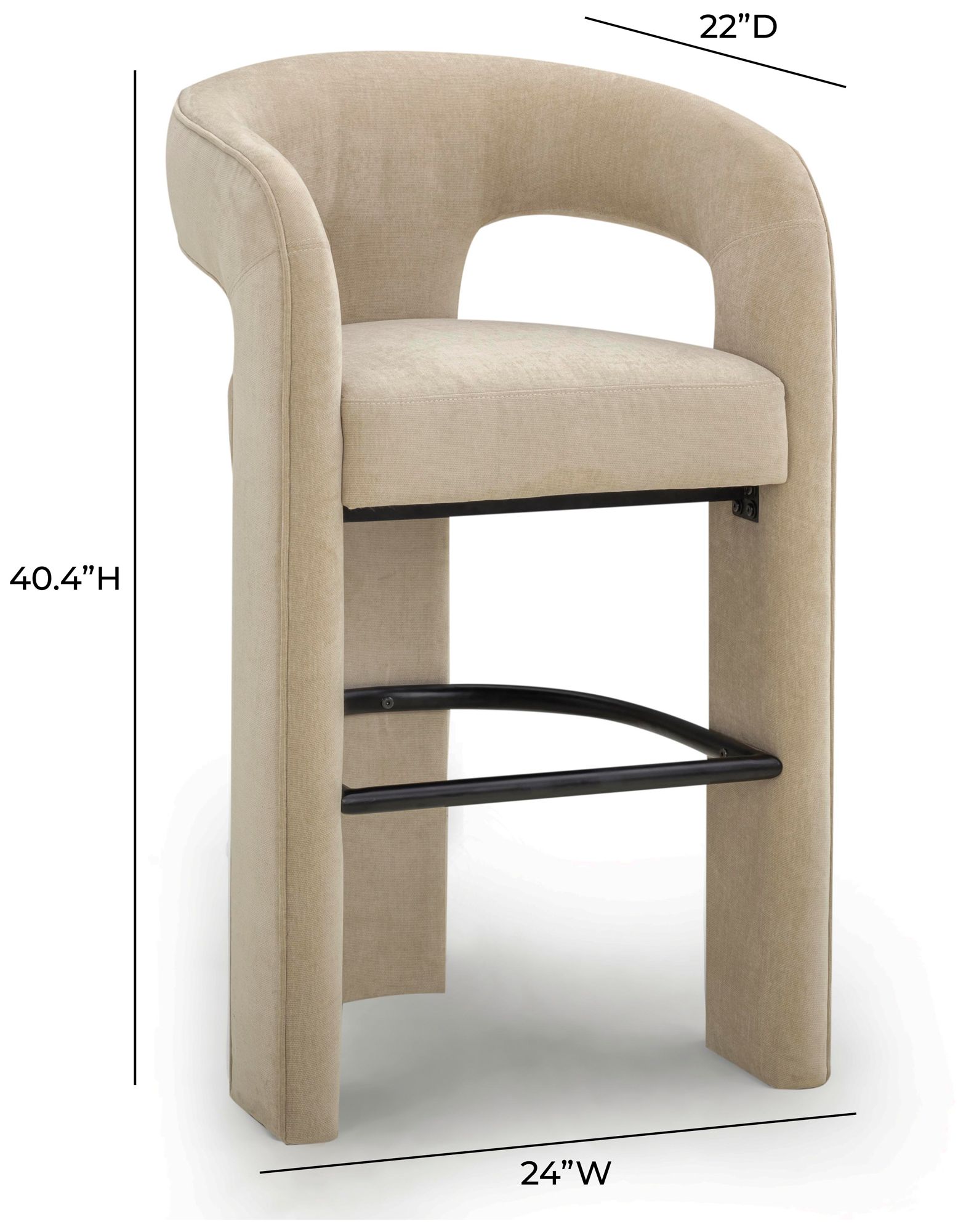 Image 5 Malone Taupe Perfomance Fabric Bar Stool more views