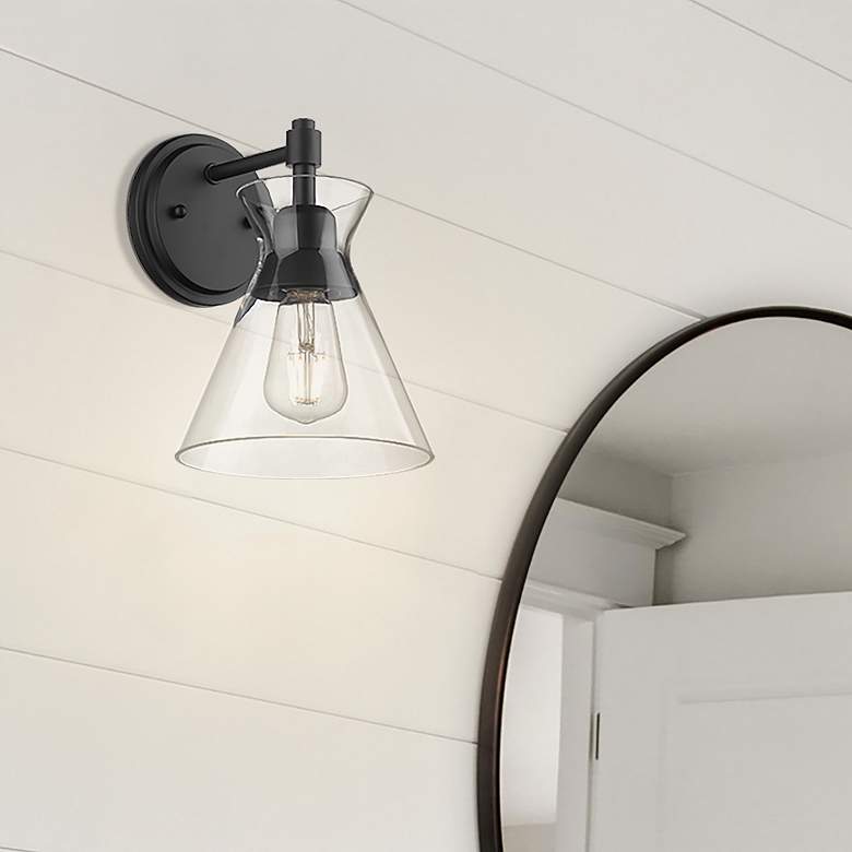 Image 1 Malta 10" High Matte Black Wall Sconce