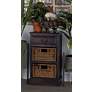 Malta 16"W Dark Brown Wood 1-Drawer End Table with 2 Baskets