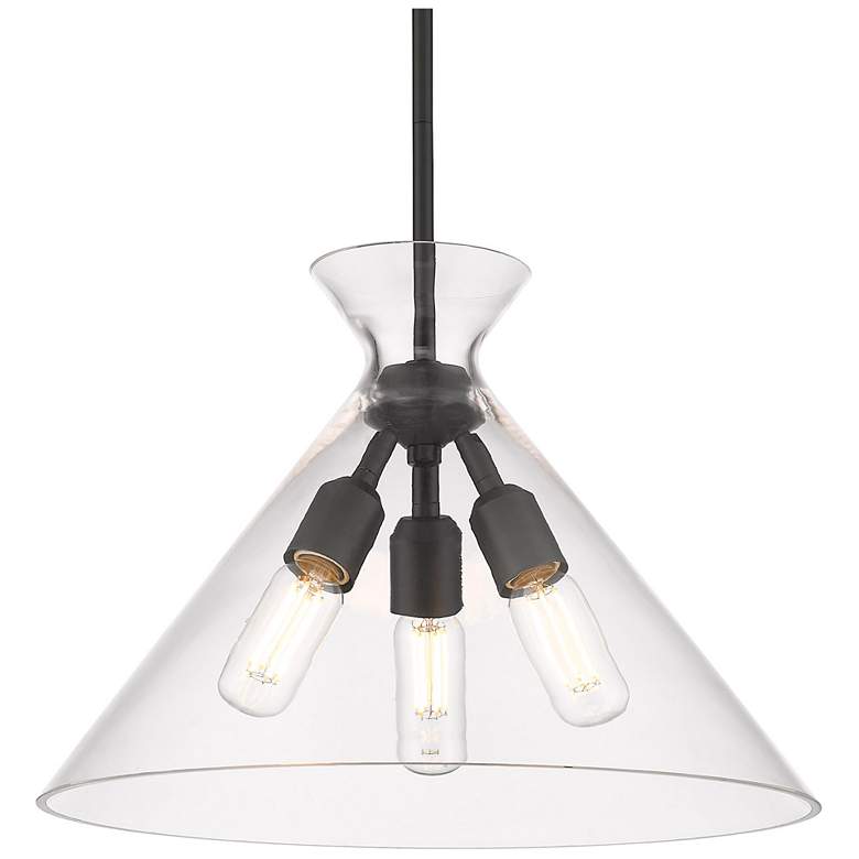 Image 1 Malta 18 inch Wide Matte Black 3-Light Pendant With Clear Glass