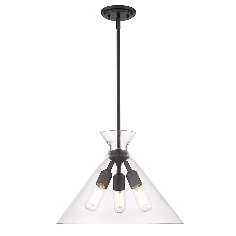 Image 3 Malta 18" Wide Matte Black 3-Light Pendant With Clear Glass more views