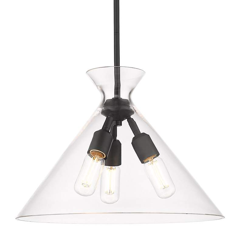 Image 4 Malta 18" Wide Matte Black 3-Light Pendant With Clear Glass more views