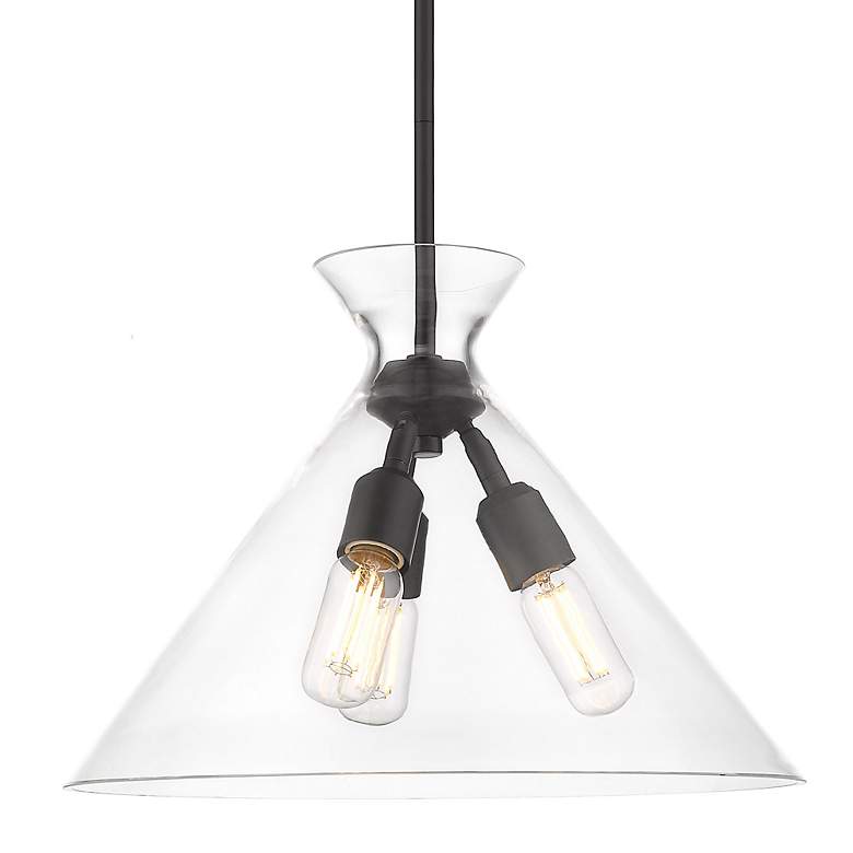 Image 5 Malta 18" Wide Matte Black 3-Light Pendant With Clear Glass more views