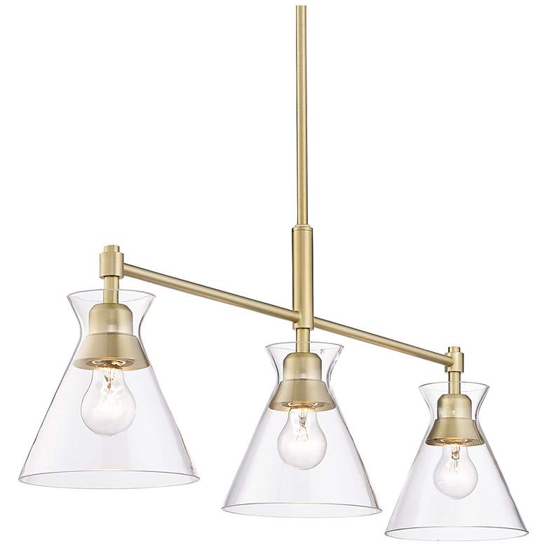 Image 1 Malta 34 inch Wide Linear Pendant in Brushed Champagne Bronze with Clear G