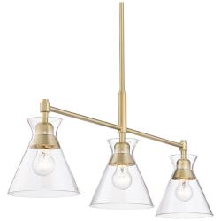 Malta 34&quot; Wide Linear Pendant in Brushed Champagne Bronze with Clear G