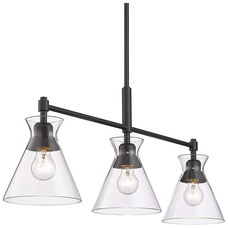 Image 1 Malta 34 inch Wide Linear Pendant in Matte Black with Clear Glass