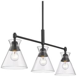 Malta 34&quot; Wide Linear Pendant in Matte Black with Clear Glass