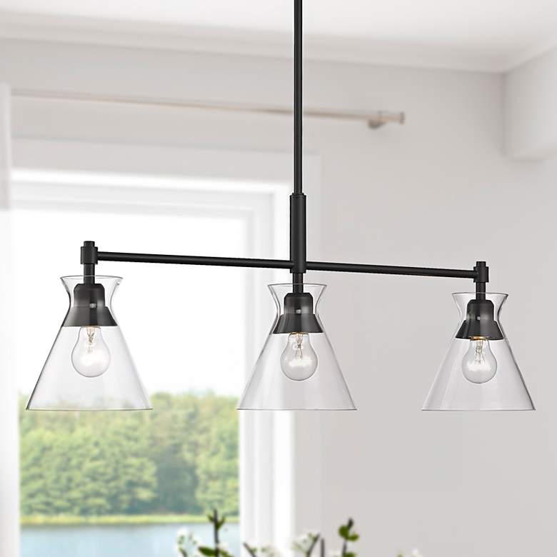 Image 2 Malta 34" Wide Matte Black 3-Light Linear Pendant Light