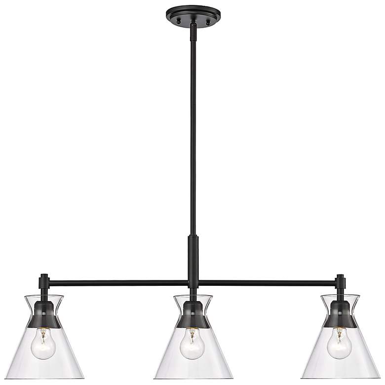 Image 5 Malta 34" Wide Matte Black 3-Light Linear Pendant Light more views