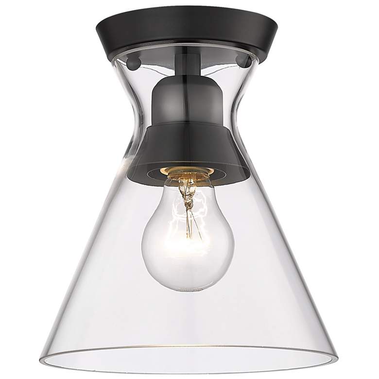 Image 1 Malta 7 1/8" Wide Flush Mount in Matte Black with Clear Glass