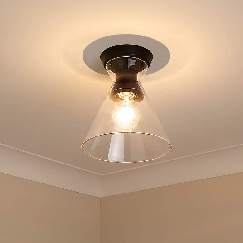 Image 1 Malta 7 1/8" Wide Flush Mount in Matte Black with Clear Glass