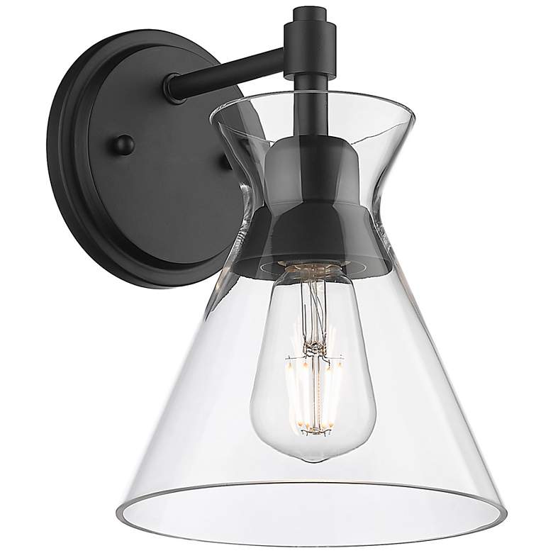 Image 2 Malta 7 1/4" Wide Matte Black 1-Light Wall Sconce with Clear Glass