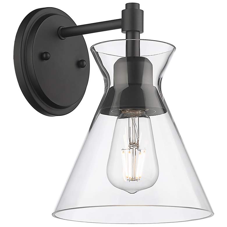 Image 5 Malta 7 1/4" Wide Matte Black 1-Light Wall Sconce with Clear Glass more views