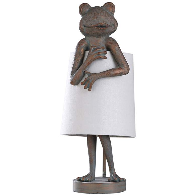 Image 1 Malta Dark Sage and Aged Copper Frog Accent Table Lamp