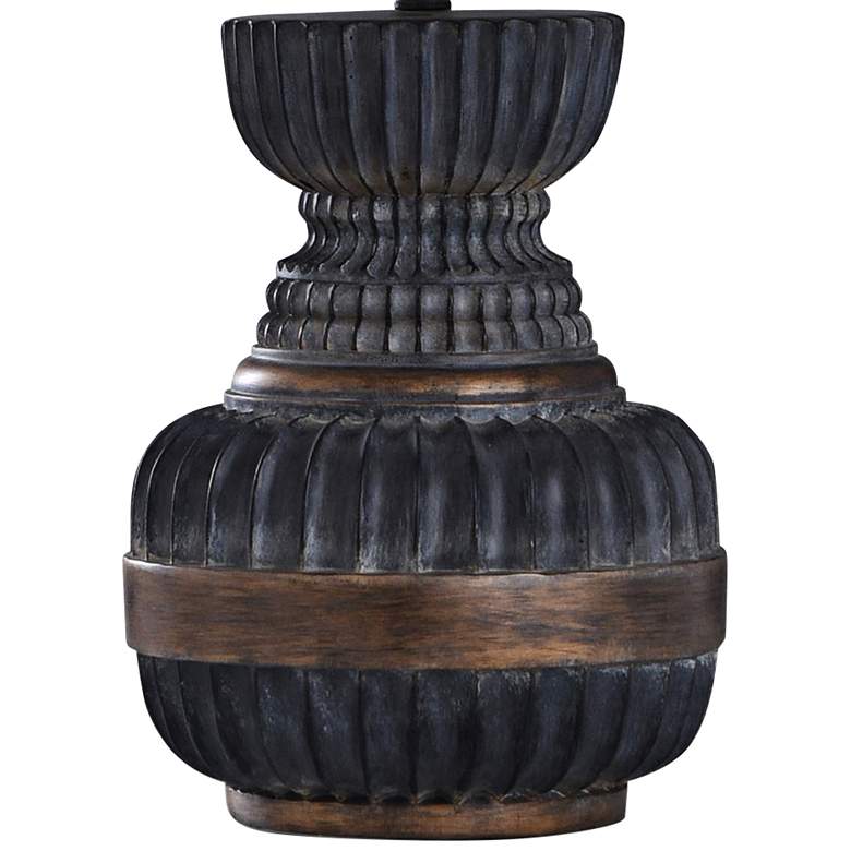 Image 3 Malta Ribbed Faded Ebony and Bronze Metal Vase Table Lamp more views