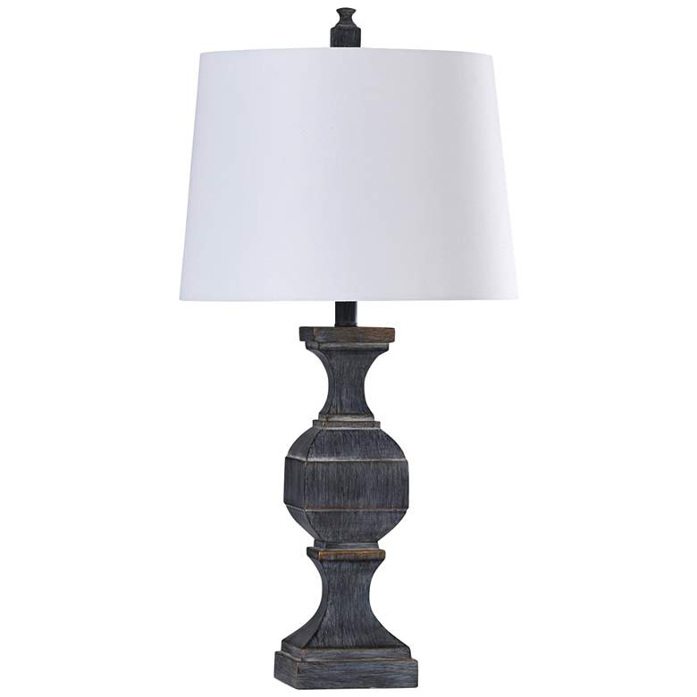 Image 1 Malta Rubbed Slate and Copper Baluster Drum Shade Table Lamp