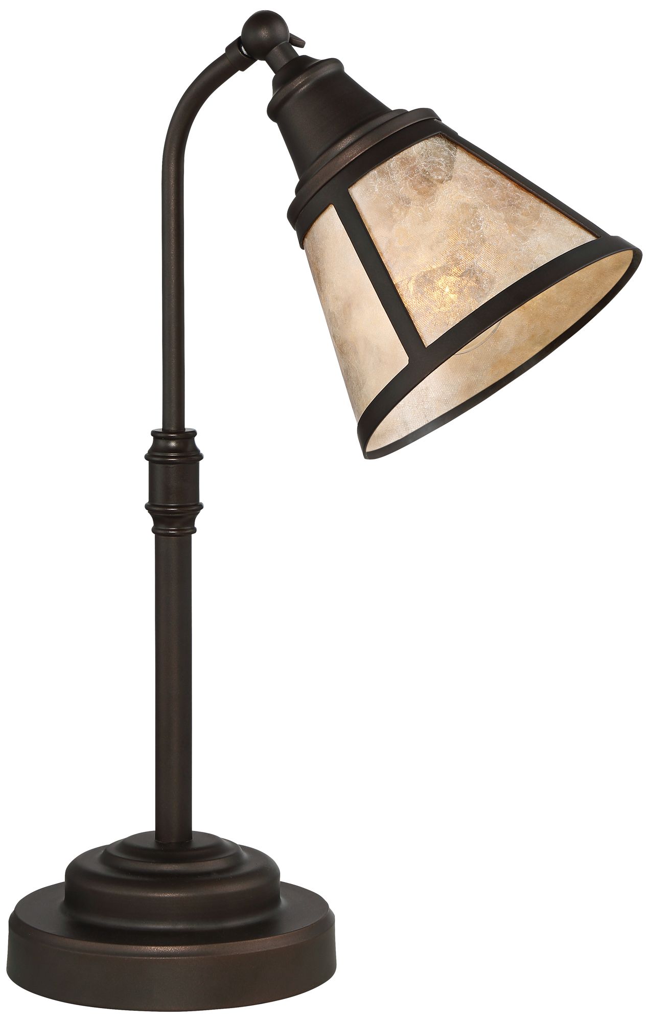 malta satin bronze mica shade desk lamp