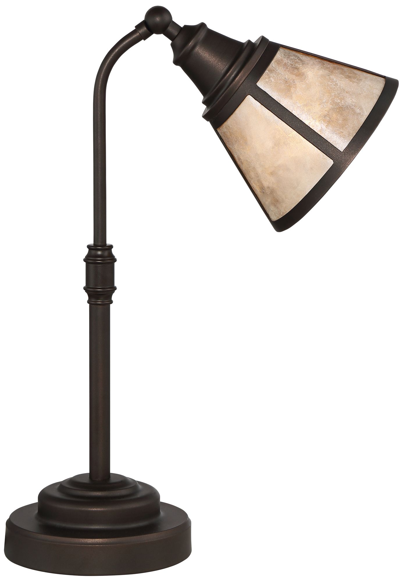 Malta Satin Bronze Desk Lamp with Mica Shade and USB Dimmer 227E1 Lamps Plus