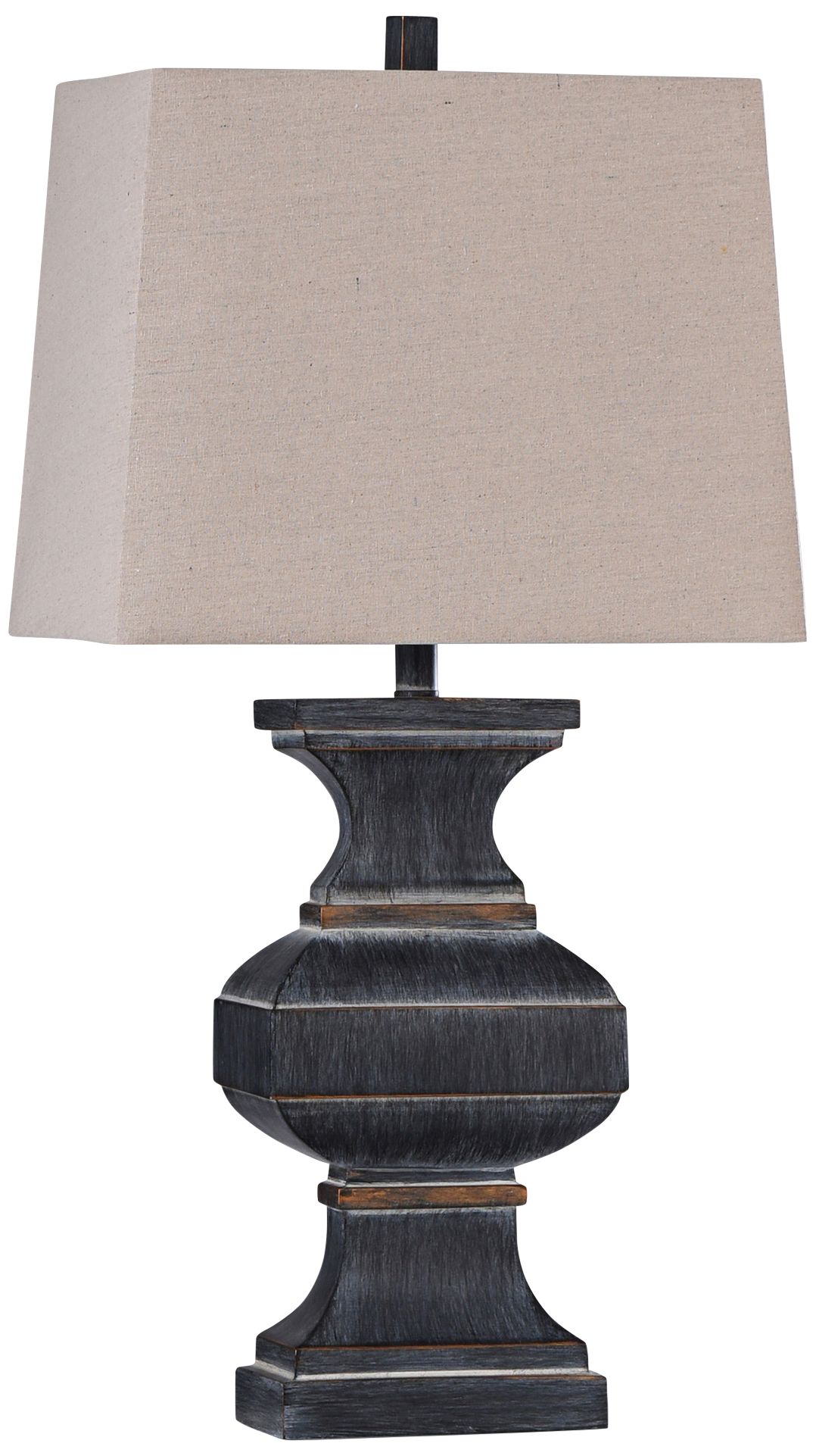 Malta Slate and Copper Baluster Rectangular Shade Table Lamp 94D48