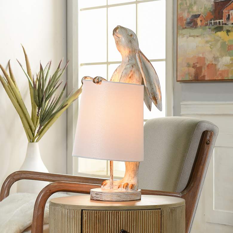 Image 1 Malta Standing Rabbit 23" High Light Copper Bunny Accent Table Lamp