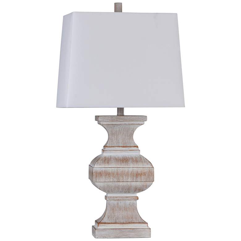 Image 1 Malta White and Copper Baluster Rectangular Shade Table Lamp