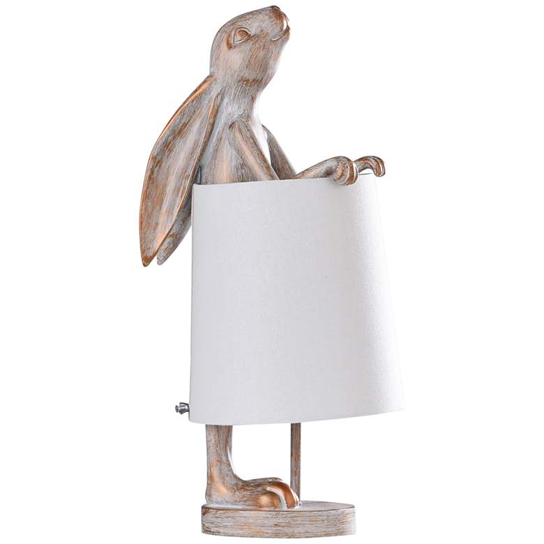 Malta White Light Copper Standing Rabbit Accent Table Lamp