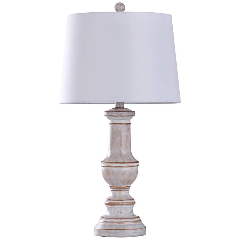 Image 1 Malta White Washed and Copper Baluster Drum Shade Table Lamp