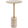 2_Malya 14"W Natural Travertine and Brass Round Accent Table