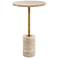 Malya 14"W Natural Travertine and Brass Round Accent Table