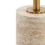 3_Malya 14"W Natural Travertine and Brass Round Accent Table more views