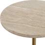 4_Malya 14"W Natural Travertine and Brass Round Accent Table more views