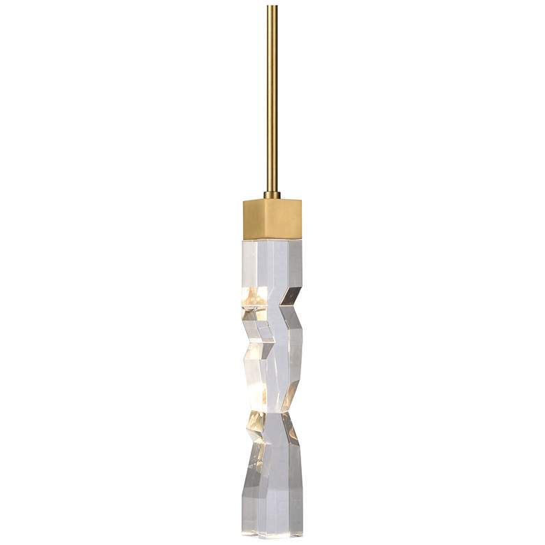 Image 1 Mamadim LED 3CCT 1-Light 2"x2" Carved Crystal Aged Brass Mini-Pen