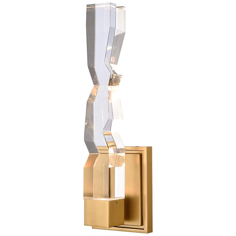 Image 3 Mamadim LED 3CCT 1-Light 2"x2" Carved Crystal Aged Brass Wall Sco more views