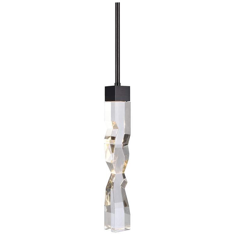 Image 1 Mamadim LED 3CCT 1-Light 2"x2" Carved Crystal Black Mini-Pendant