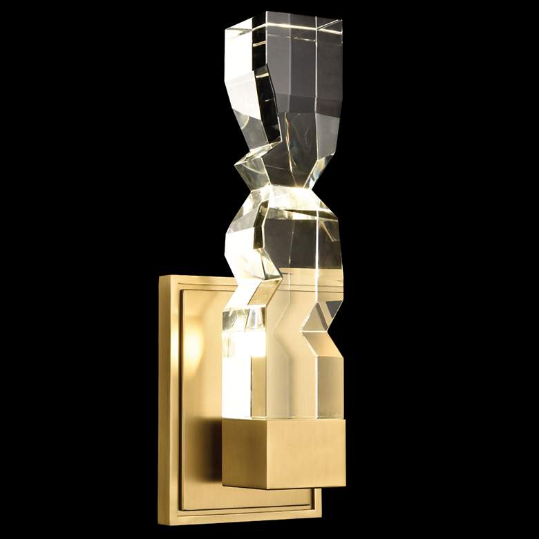Image 1 Mamadim LED 3CCT 1-Light 3"x3" Carved Crystal Aged Brass Wall Sco