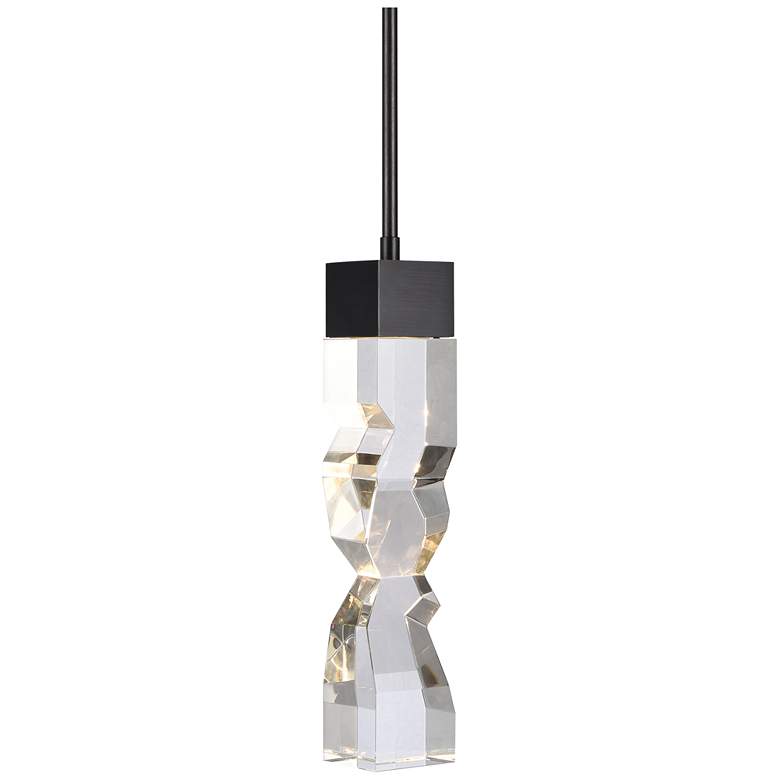 Image 1 Mamadim LED 3CCT 1-Light 3"x3" Carved Crystal Black Mini-Pendant