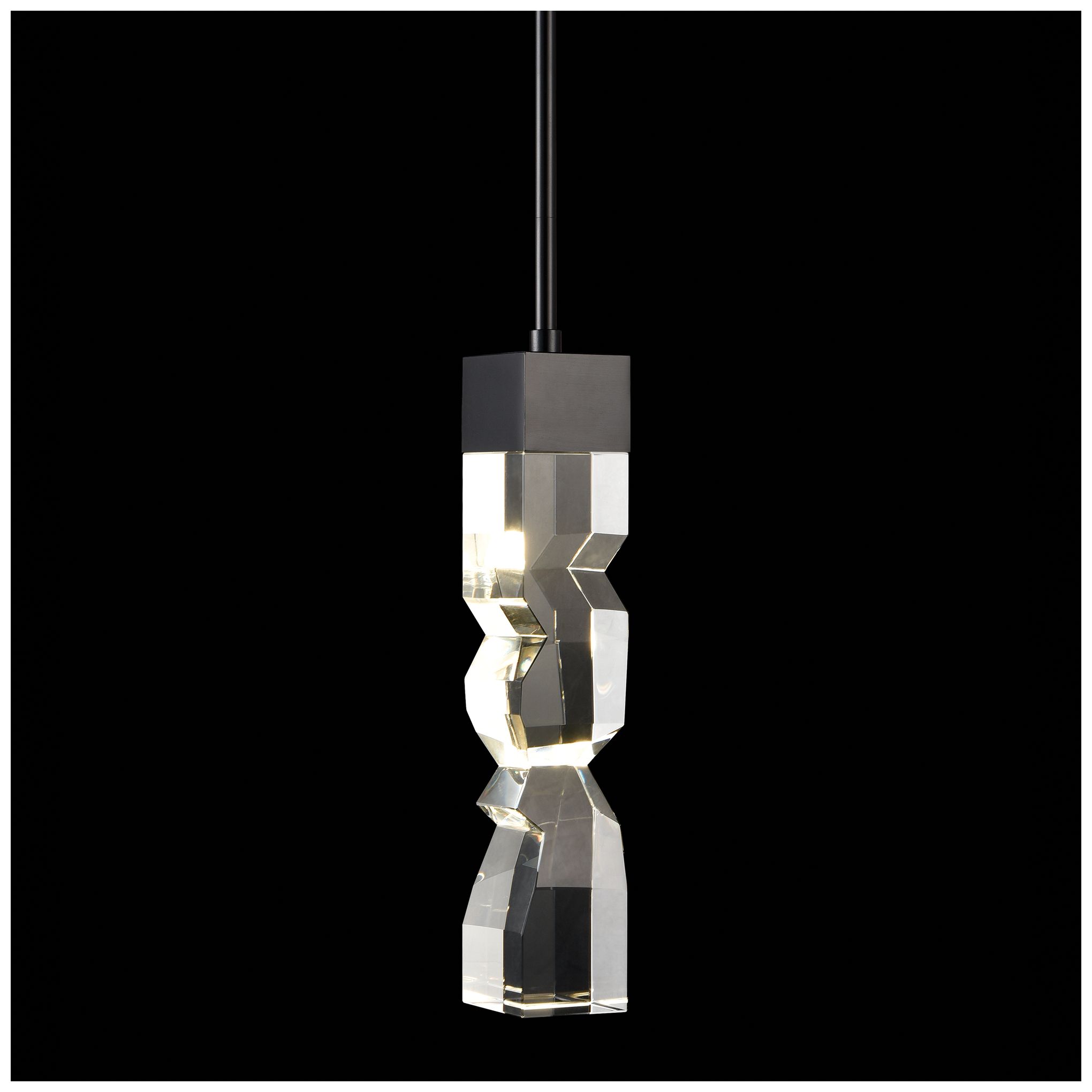 Image 5 Mamadim LED 3CCT 1-Light 3"x3" Carved Crystal Black Mini-Pendant more views