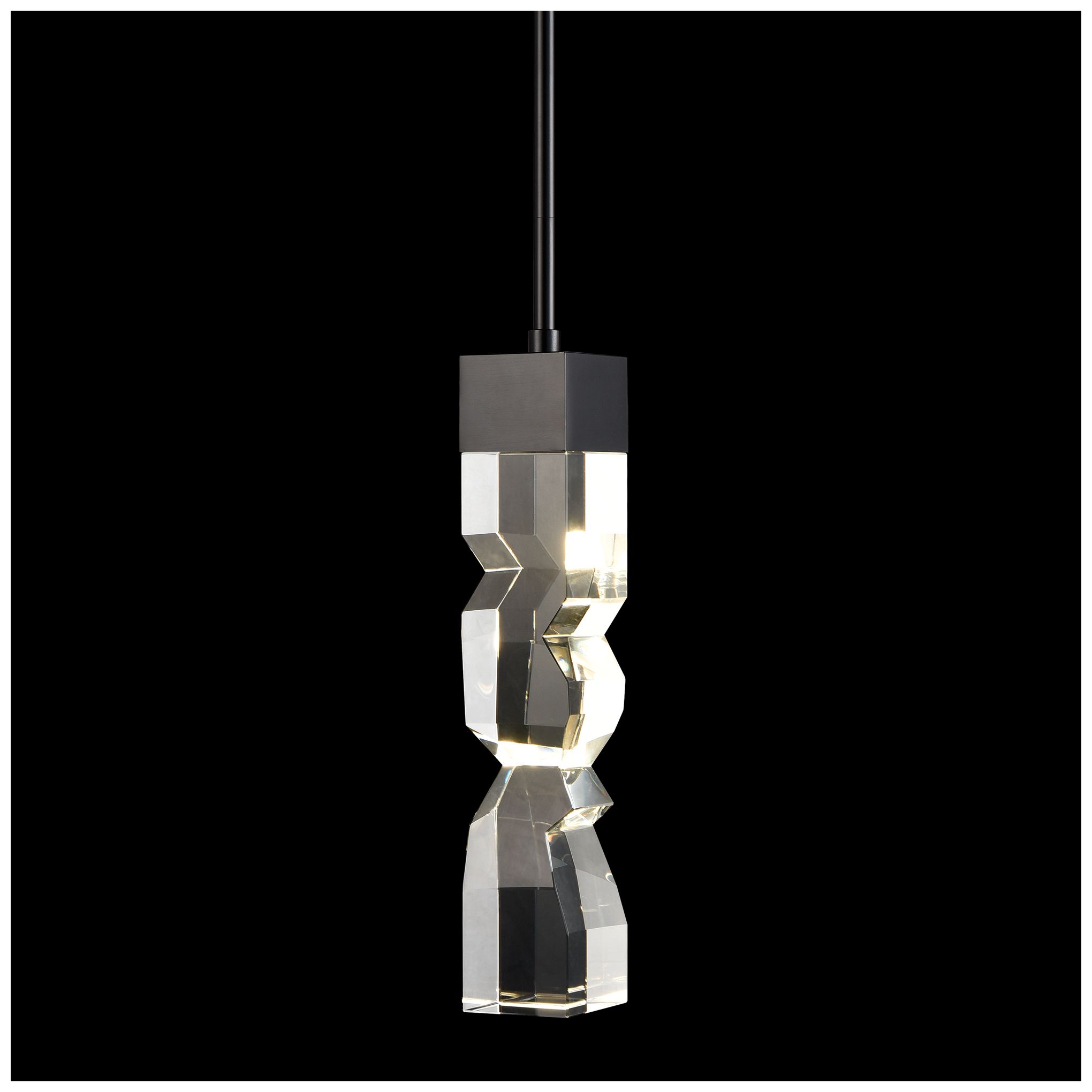 Image 6 Mamadim LED 3CCT 1-Light 3"x3" Carved Crystal Black Mini-Pendant more views