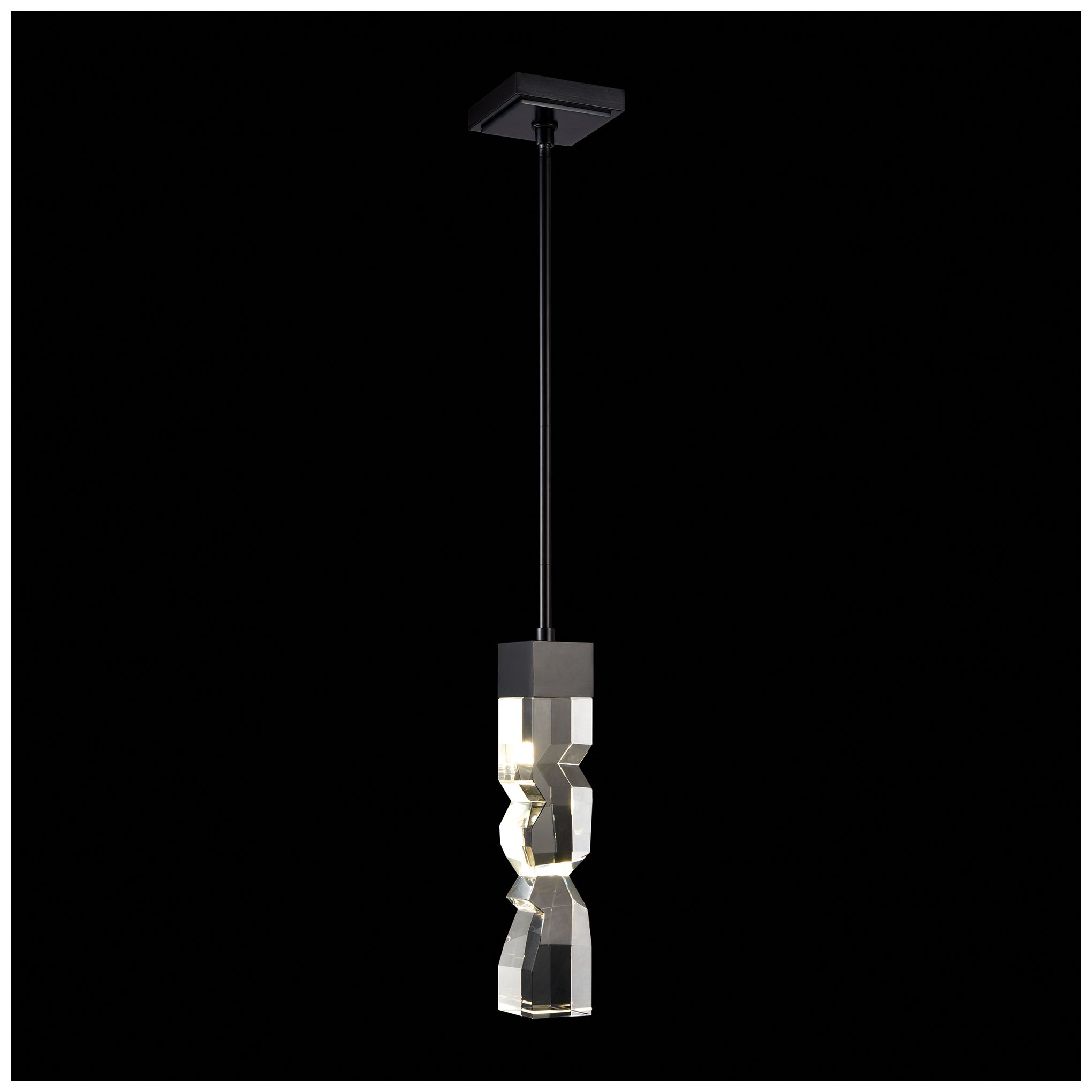 Image 7 Mamadim LED 3CCT 1-Light 3"x3" Carved Crystal Black Mini-Pendant more views