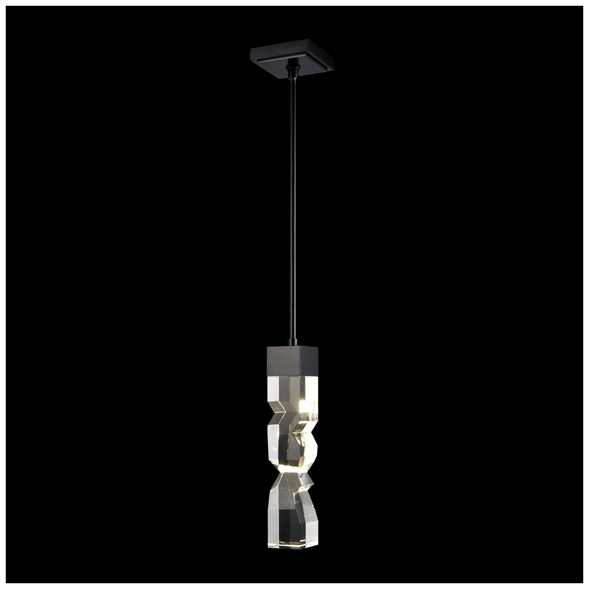 Mamadim LED 3CCT 1-Light 3"x3" Carved Crystal Black Mini-Pendant
