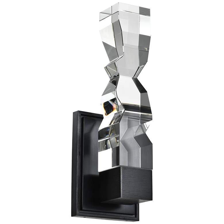 Image 1 Mamadim LED 3CCT 1-Light 3"x3" Carved Crystal Black Vertical Wall
