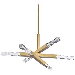 Mamadim LED 3CCT 6-Light 48" 2"x2" Carved Crystals Aged Bras
