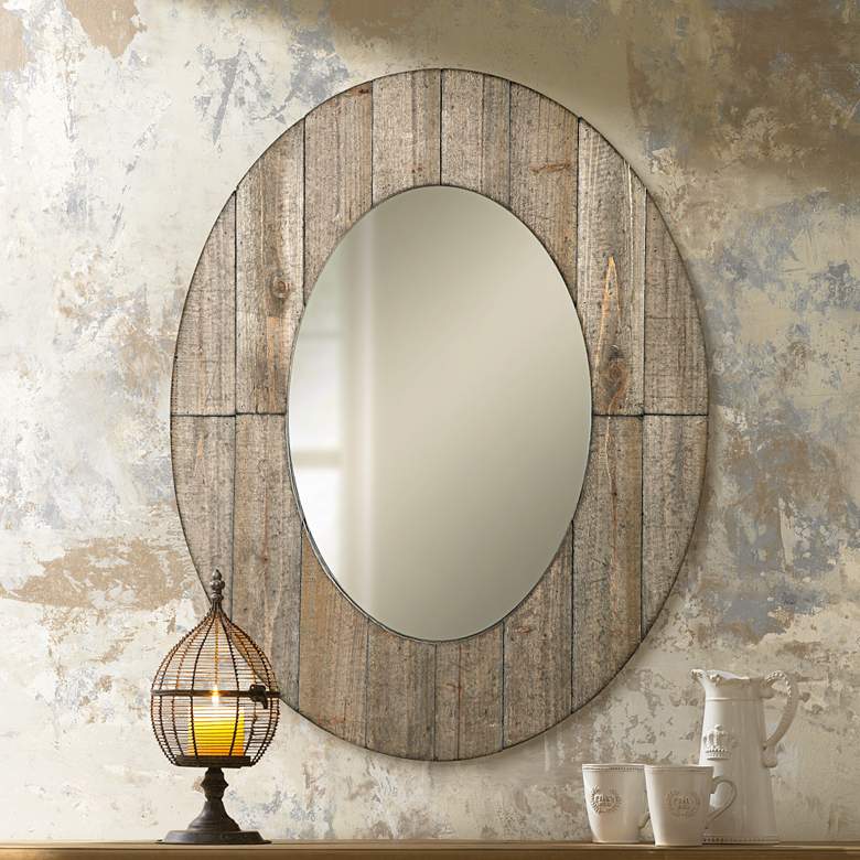 Image 1 Mammoth 28 inch x 35 1/2 inch Oval Wall Mirror