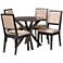 Mana Sand Fabric Dark Brown Wood 5-Piece Dining Set