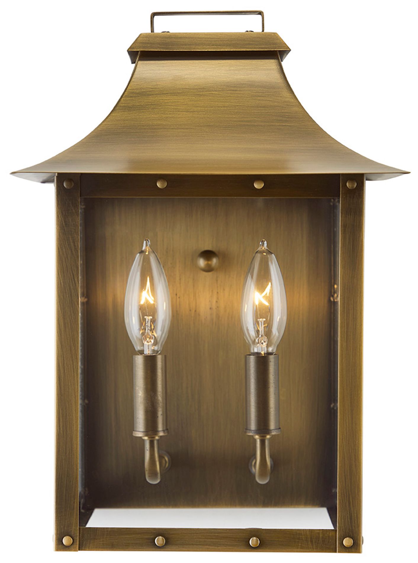 Image 2 Manchester 2-Light Aged Brass Pocket Wall Light more views