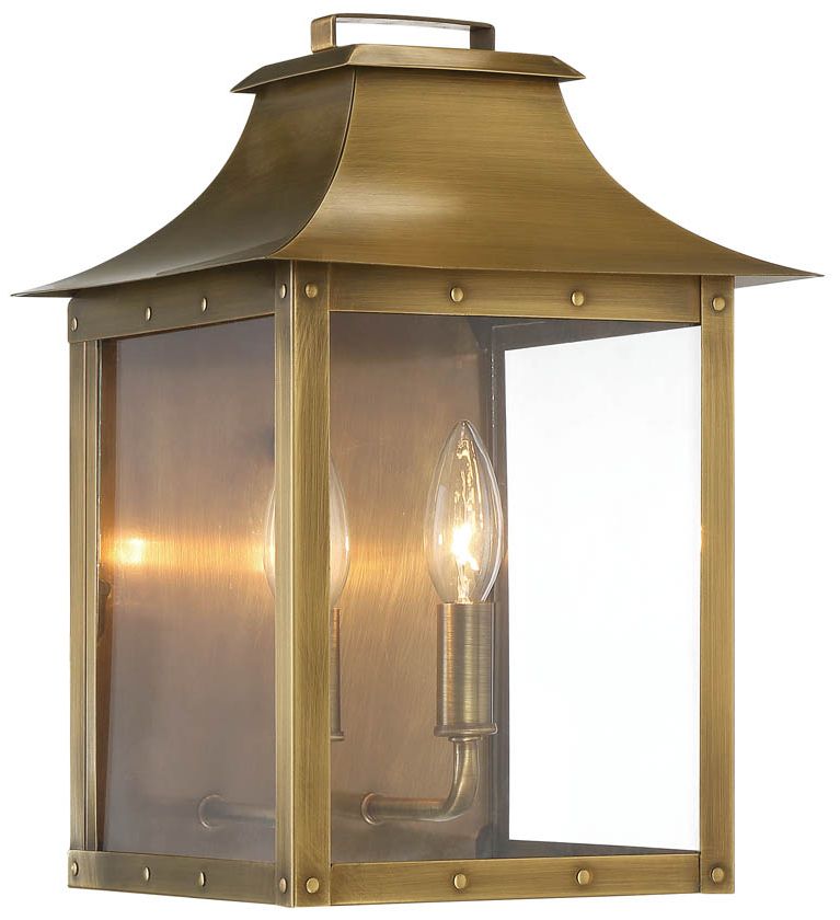Image 3 Manchester 2-Light Aged Brass Pocket Wall Light more views