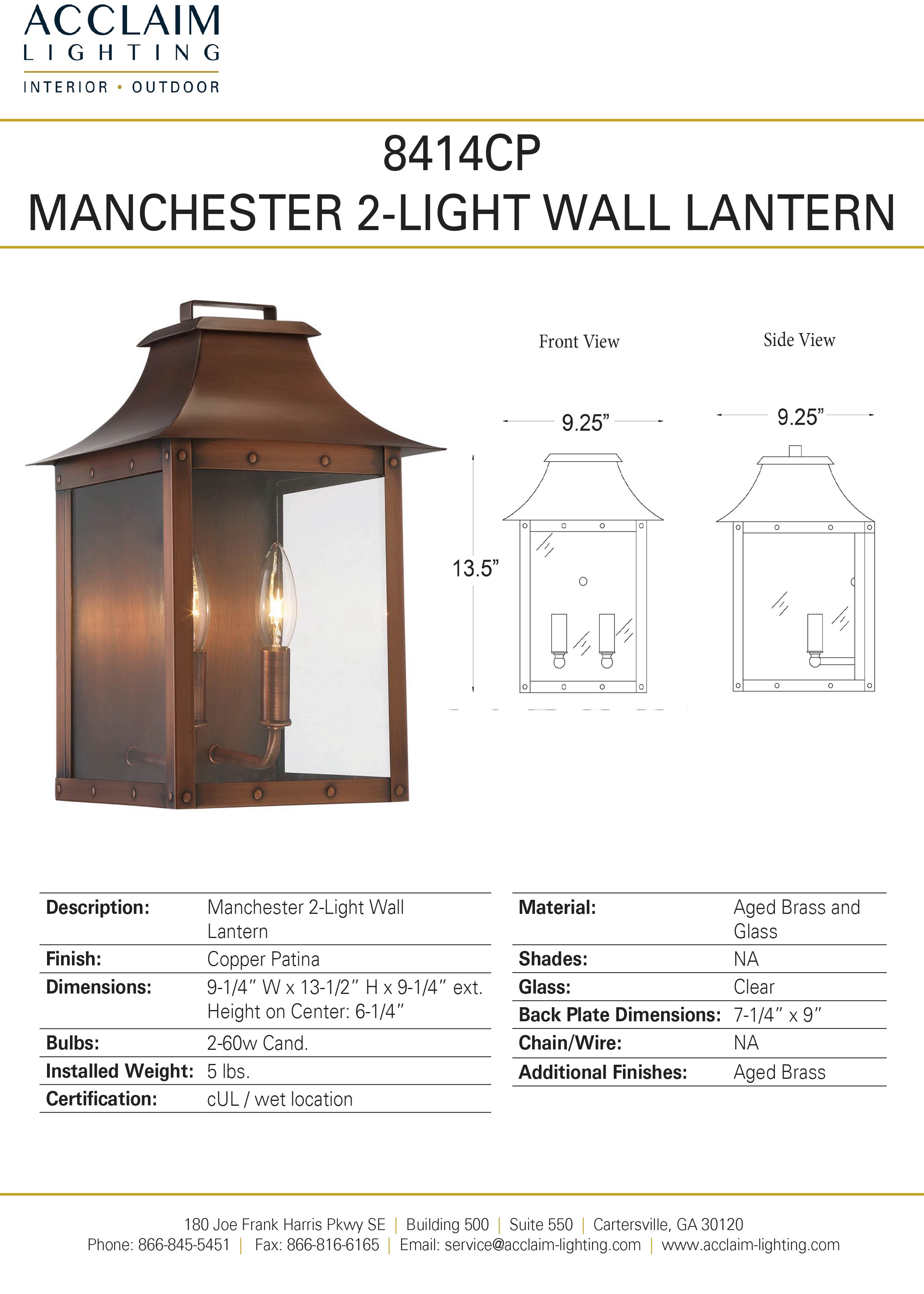 Image 7 Manchester 2-Light Copper Patina Pocket Wall Light more views