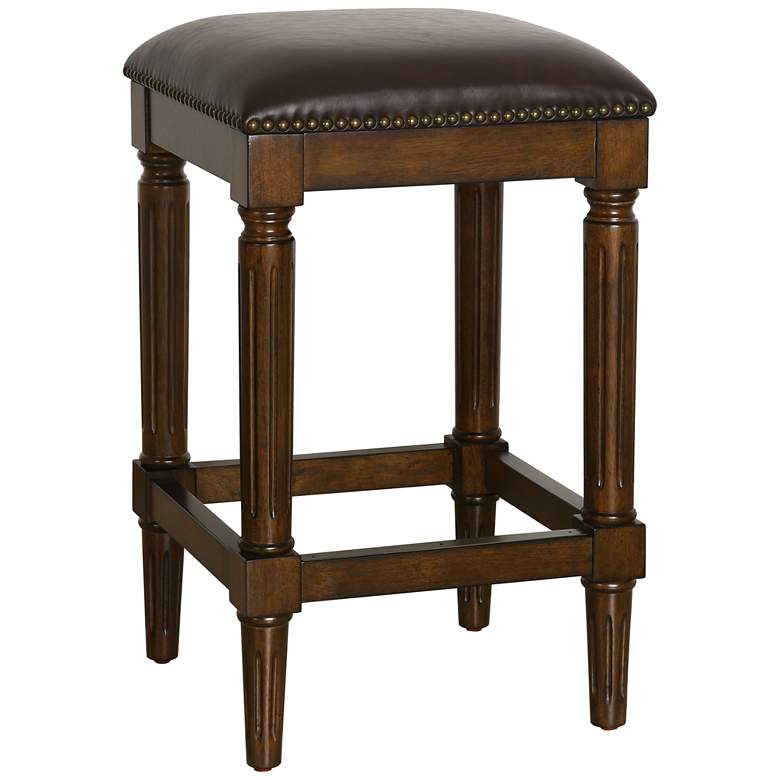 Image 1 Manchester 27" Distressed Walnut Wood Counter Stool