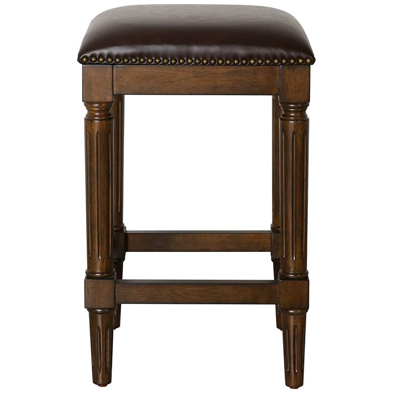 Image 4 Manchester 27" Distressed Walnut Wood Counter Stool more views